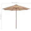 vidaXL Parasol met houten paal 300 cm taupe