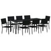 vidaXL Tuin eettafelset met kussen 9 pcs Zwart poly rattan