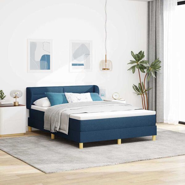 vidaXL Boxspringbed met matras met hoofdeinde Blauw 160 x 200 cm Stof