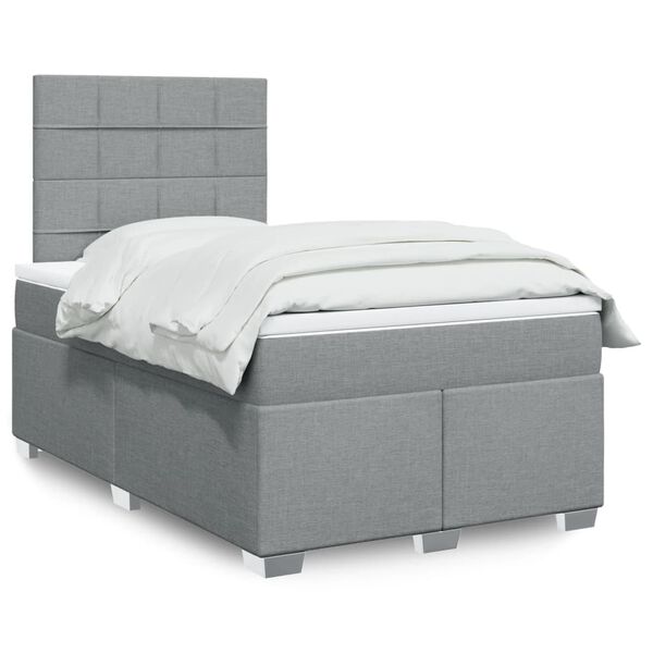 vidaXL Boxspring met matras stof lichtgrijs 120x190 cm
