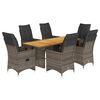 vidaXL 7-delige Bistroset met kussens poly rattan grijs