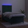 vidaXL Boxspring met matras en LED fluweel donkergroen 90x190 cm