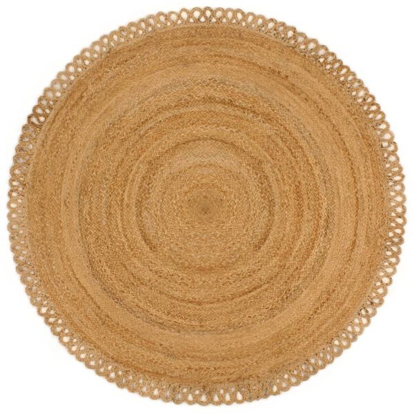 vidaXL Vloerkleed golfrand gevlochten rond 180 cm jute