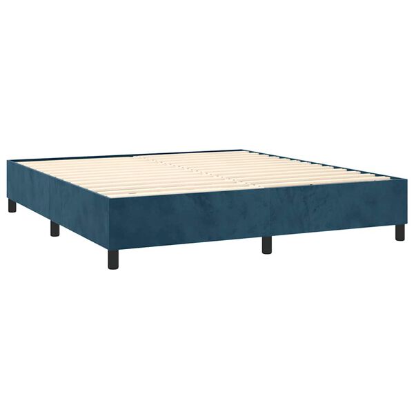 vidaXL Boxspring met matras fluweel donkerblauw 160x200 cm