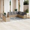 vidaXL 9-delige Loungeset met kussens poly rattan beige