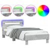 vidaXL Bedframe met hoofdbord en LED-verlichting betongrijs 90x200 cm