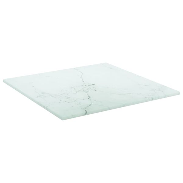 vidaXL Tafelblad 30x30 cm 6 mm gehard glas met marmeren design wit