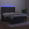 vidaXL Boxspring met matras en LED fluweel donkergrijs 140x190 cm