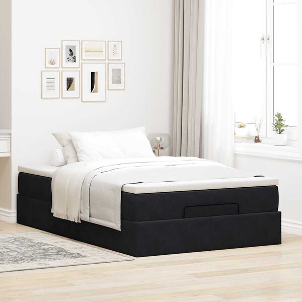 vidaXL Bed poef met matras 120x190 cm fluweel zwart