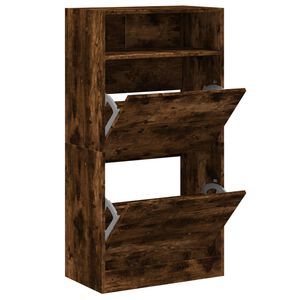 vidaXL Schoenenkast 60x34x116 cm bewerkt hout gerookt eikenkleurig