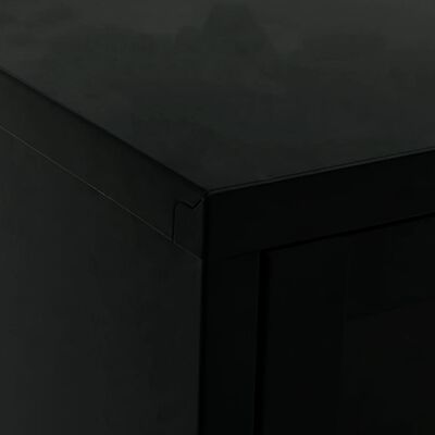 vidaXL Tv-meubel 90x30x44 cm staal en glas zwart