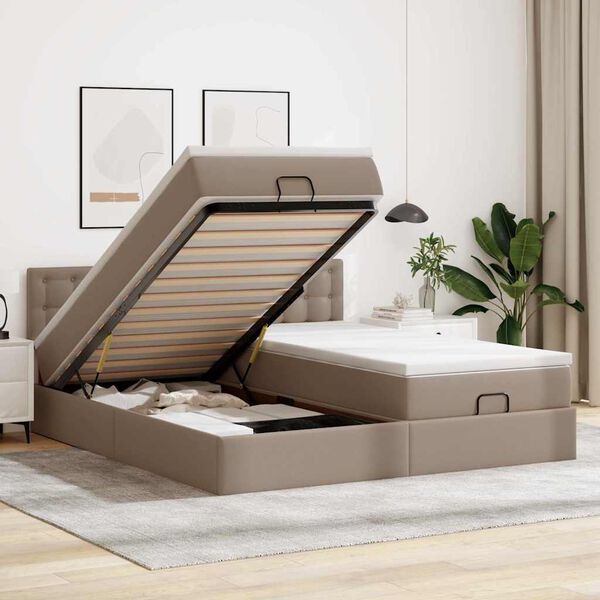 vidaXL Ottoman bed met matrassen en LED's 200x200cm kunstleer