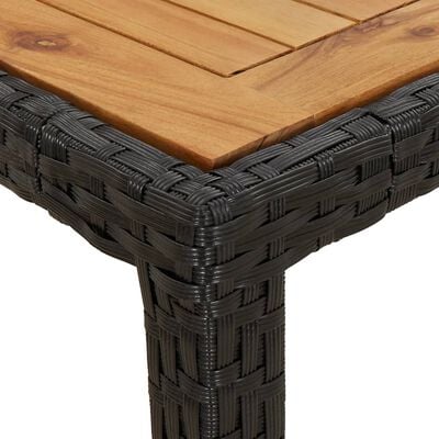 vidaXL Tuintafel 90x90x75 cm poly rattan en acaciahout zwart