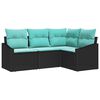vidaXL Bankstel met kussen 4 pcs Zwart poly rattan