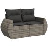 vidaXL 3-delige Loungeset met kussens poly rattan grijs