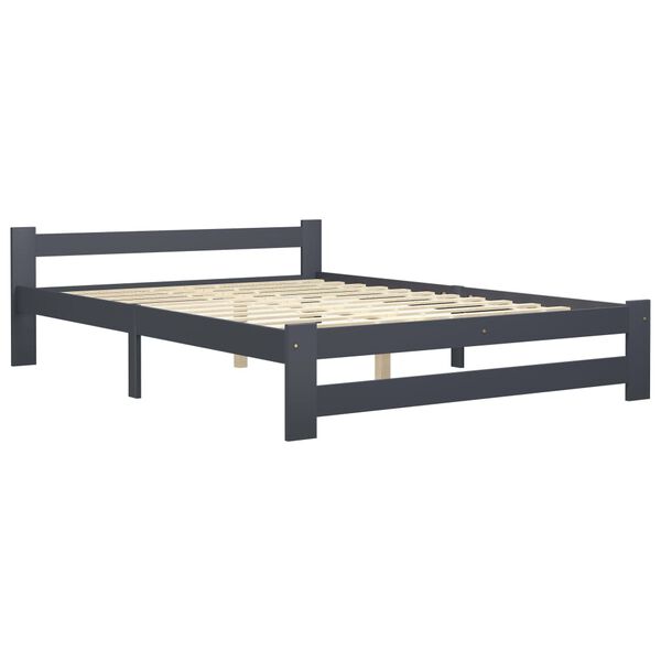 vidaXL Bedframe met 4 lades massief grenenhout donkergrijs 160x200 cm