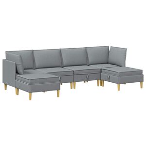 vidaXL Woonkamer Meubelset met kussen met opslag 6 pcs Lichtgrijs Stof