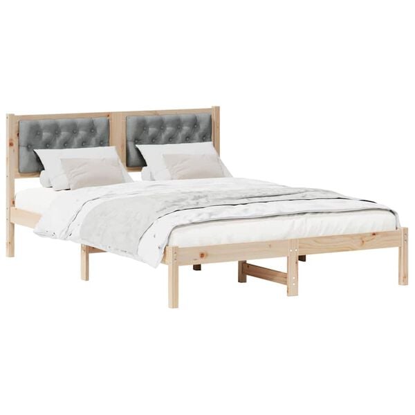 vidaXL Bedframe Lichtgrijs 140 x 190 cm Massief grenenhout