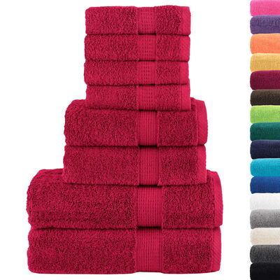 vidaXL 8-delige Handdoekenset 600 g/m² 100% katoen rood