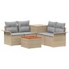 vidaXL Bankstel 6 st 4-zits Beige en Licht Grijs Poly Rattan en Staal