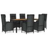vidaXL 7-delige Tuinset met kussens poly rattan zwart