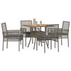 vidaXL Tuin eettafelset 5 pcs Grijs poly rattan