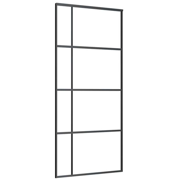 vidaXL Schuifdeur 90x205 cm ESG-glas en aluminium zwart