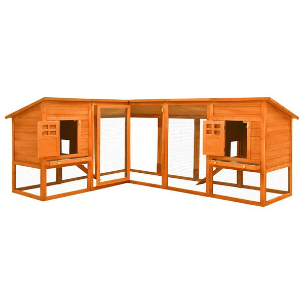 vidaXL Konijnenhok voor buiten met ren massief vurenhout bruin