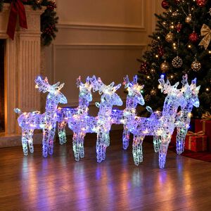 vidaXL Kerstrendieren 6 st 240 LED's acryl meerkleurig