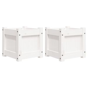 vidaXL Plantenbakken 2 st cm massief grenenhout wit