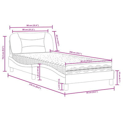 vidaXL Bed met matras kunstleer zwart en wit 80x200 cm