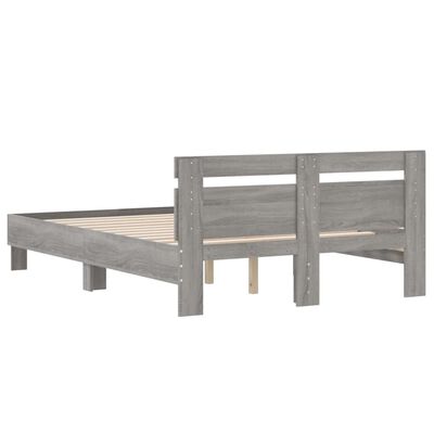 vidaXL Bedframe met hoofdeinde bewerkt hout grijs sonoma 120x200 cm