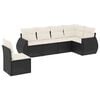 vidaXL 6-delige Loungeset met kussens poly rattan zwart