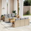 vidaXL 7-delige Loungeset met kussens poly rattan beige