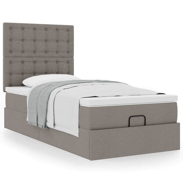 vidaXL Bed met matras 100x200 cm stof taupe