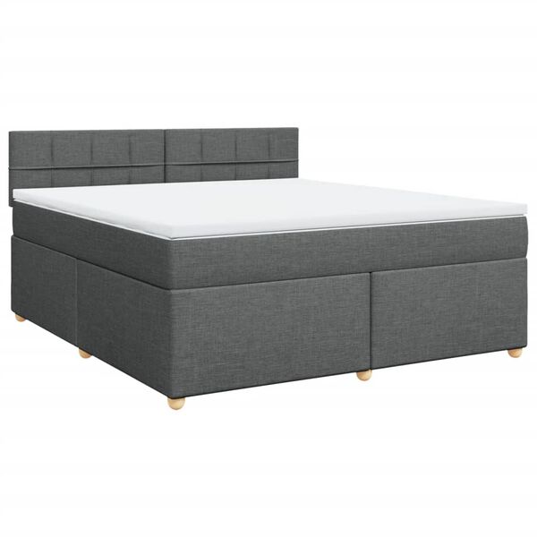 vidaXL Boxspring met matras stof donkergrijs 180x200 cm