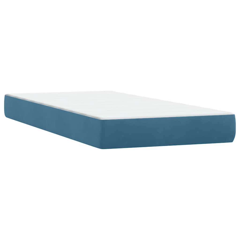 vidaXL Boxspring met matras fluweel donkerblauw 100x210 cm