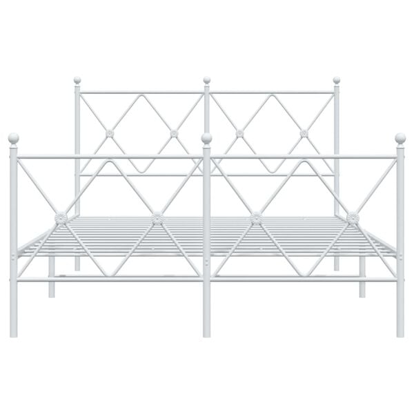 vidaXL Bedframe met hoofd- en voeteneinde metaal wit 120 x 190 cm