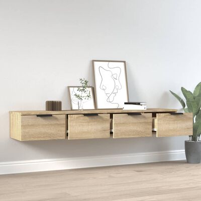 vidaXL Wandkasten 2 st 68x30x20 cm bewerkt hout gerookt eiken