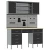 vidaXL Werk Cabinet met lade met opslag 7 pcs Zwart 150 x 55 x 200 cm