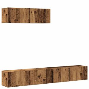 vidaXL 3-delig Tv-meubelset wandmontage bewerkt hout oud houtkleurig