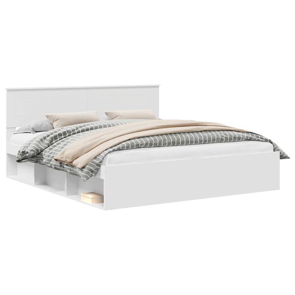 vidaXL Bedframe met hoofdeinde Wit 200 x 200 cm Bewerkt hout