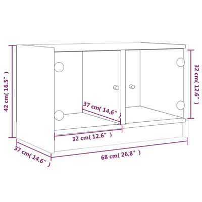 vidaXL Tv-meubel met glazen deuren 68x37x42 cm betongrijs
