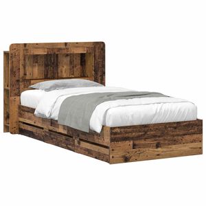 vidaXL Bedframe met opbergruimte en hoofdbord Oud hout 80 x 200 cm