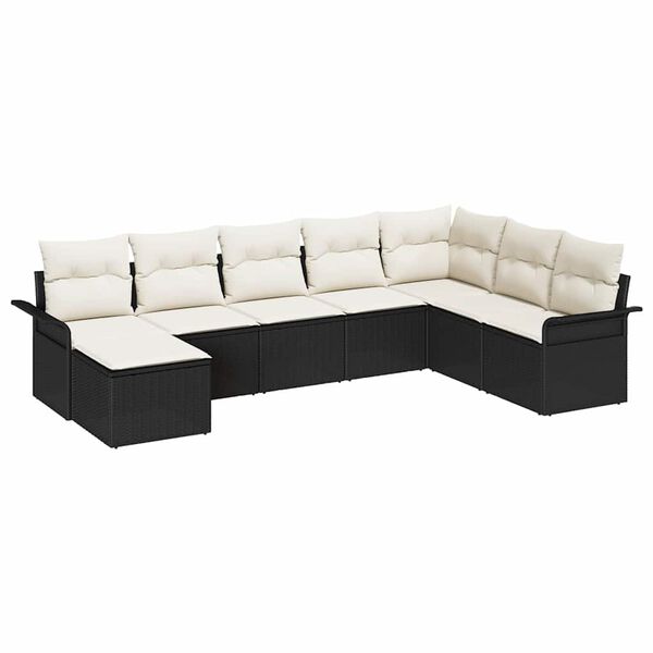 vidaXL Tuin Sofa Set met kussen 8 pcs Zwart poly rattan