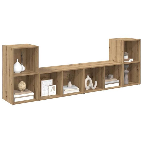 vidaXL Tv-meubelset 4 pcs Artisan Eiken 37 x 37 x 72 cm Bewerkt hout