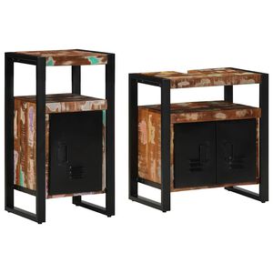 vidaXL Badkamermeubelset met plank 2 pcs Bruin Massief gerecycled hout