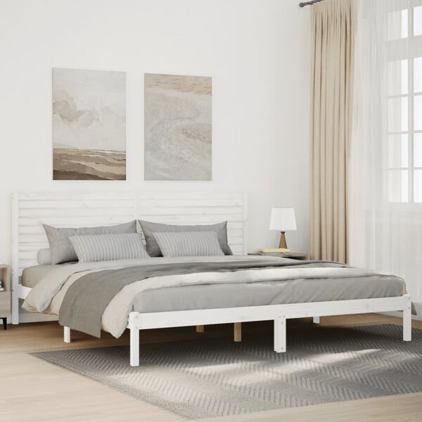 vidaXL Bedframe extra lang zonder matras massief hout wit 200x220 cm