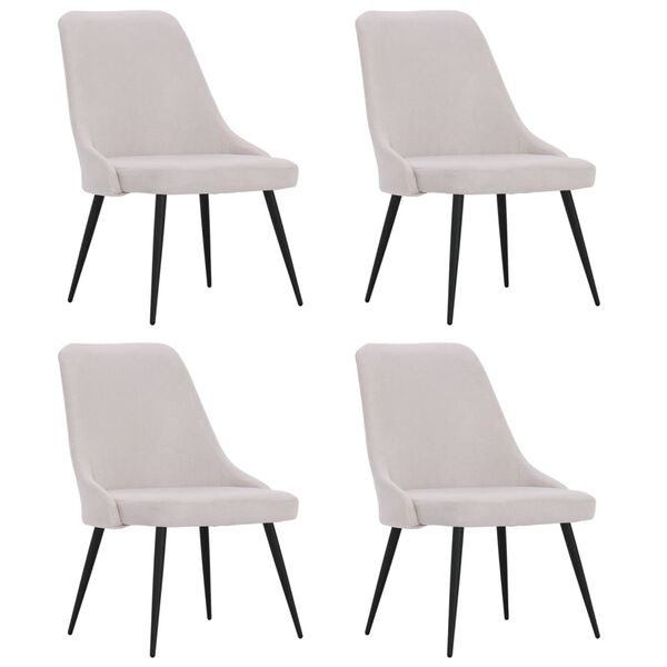 vidaXL Eetkamerstoelen 4 st stof cr&egrave;mekleurig