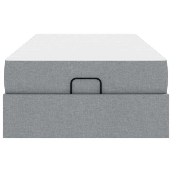 vidaXL Bedframe met matras met matras 2 pcs Lichtgrijs Stof